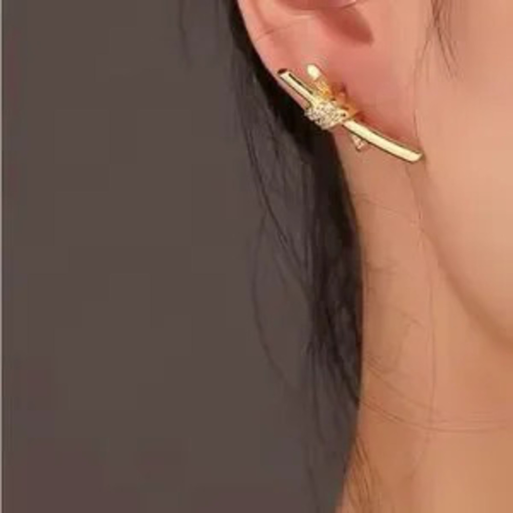 Zircon Gold Knot stud Earrings